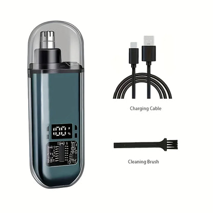Portable Mini LED Display Nasal Hair Trimmer with Type-C Charging Versatile Compact Personal Grooming Tool