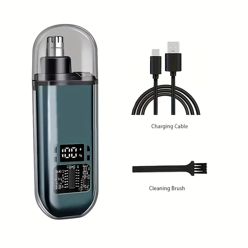 Portable Mini LED Display Nasal Hair Trimmer with Type-C Charging Versatile Compact Personal Grooming Tool