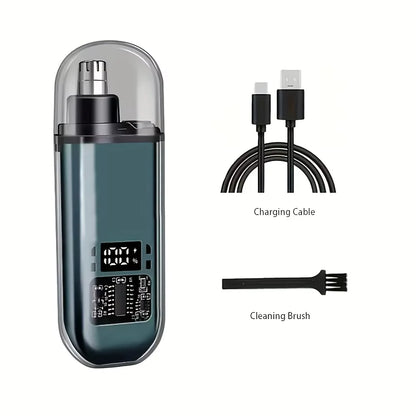 Portable Mini LED Display Nasal Hair Trimmer with Type-C Charging Versatile Compact Personal Grooming Tool