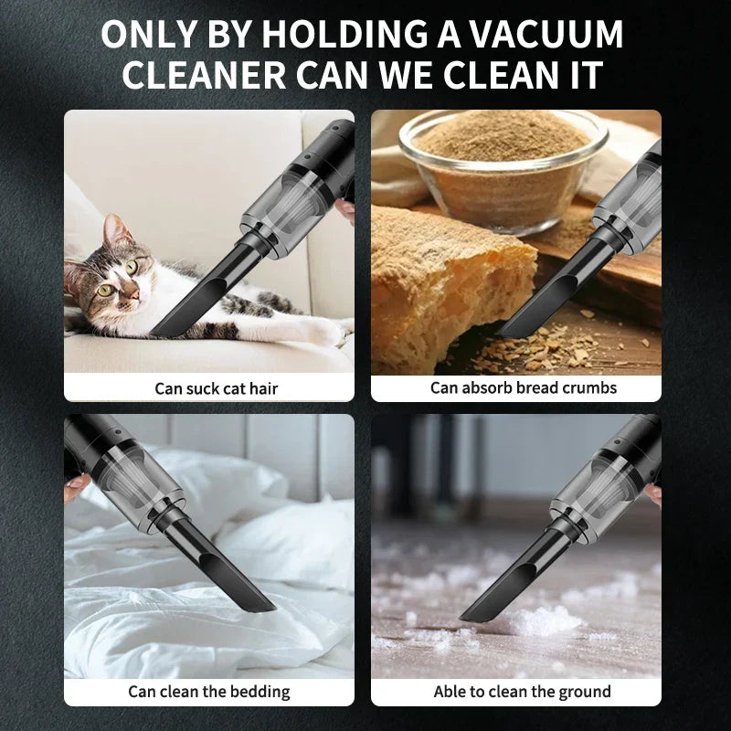Portable Cordless Handheld Car Vacuum Cleaner Dual Use Blowing & Suction with Multi-Nozzles for Car Home Pet Office