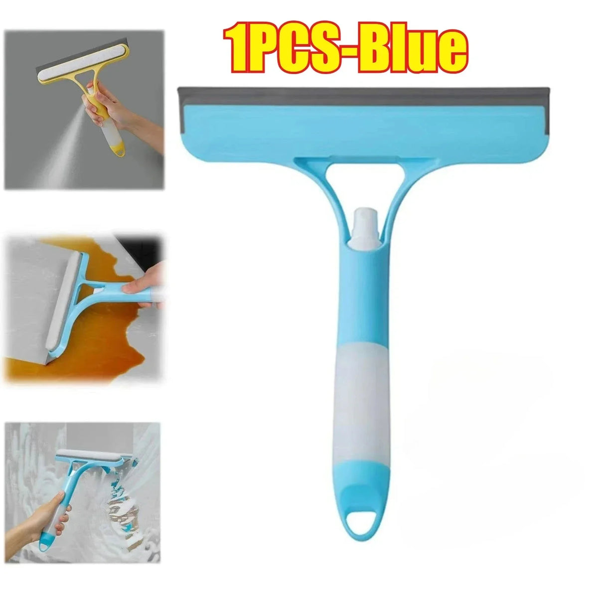 3 in 1 Window Cleaning Squeegee Multi Function Glass Mirror Wiper with Spray Bottle Microfiber Scrub Household Car Cleaner Tools