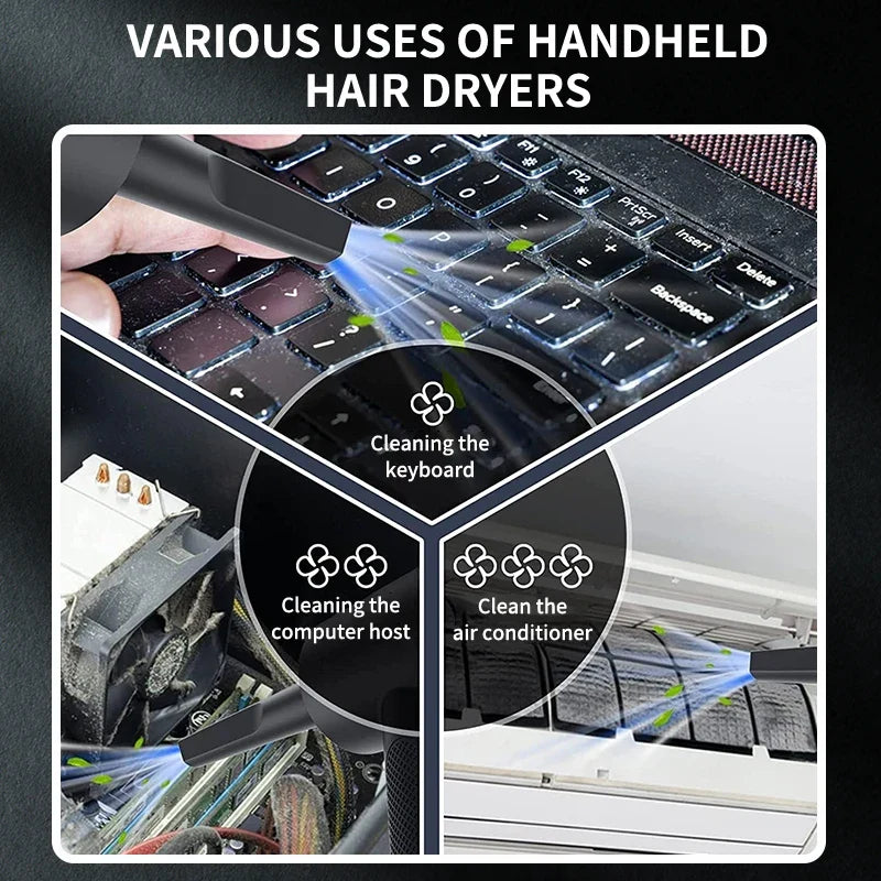 Portable Cordless Handheld Car Vacuum Cleaner Dual Use Blowing & Suction with Multi-Nozzles for Car Home Pet Office